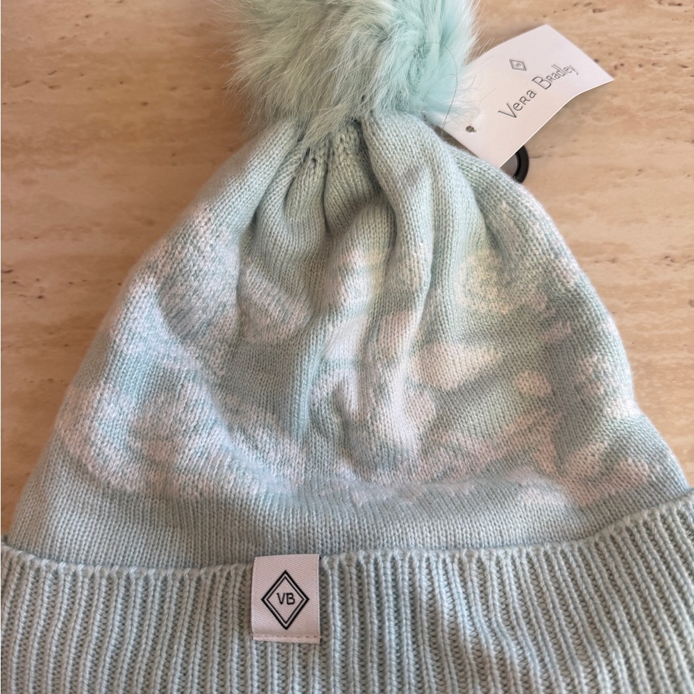 Vera Bradley Light Blue Pom-Pom Hat